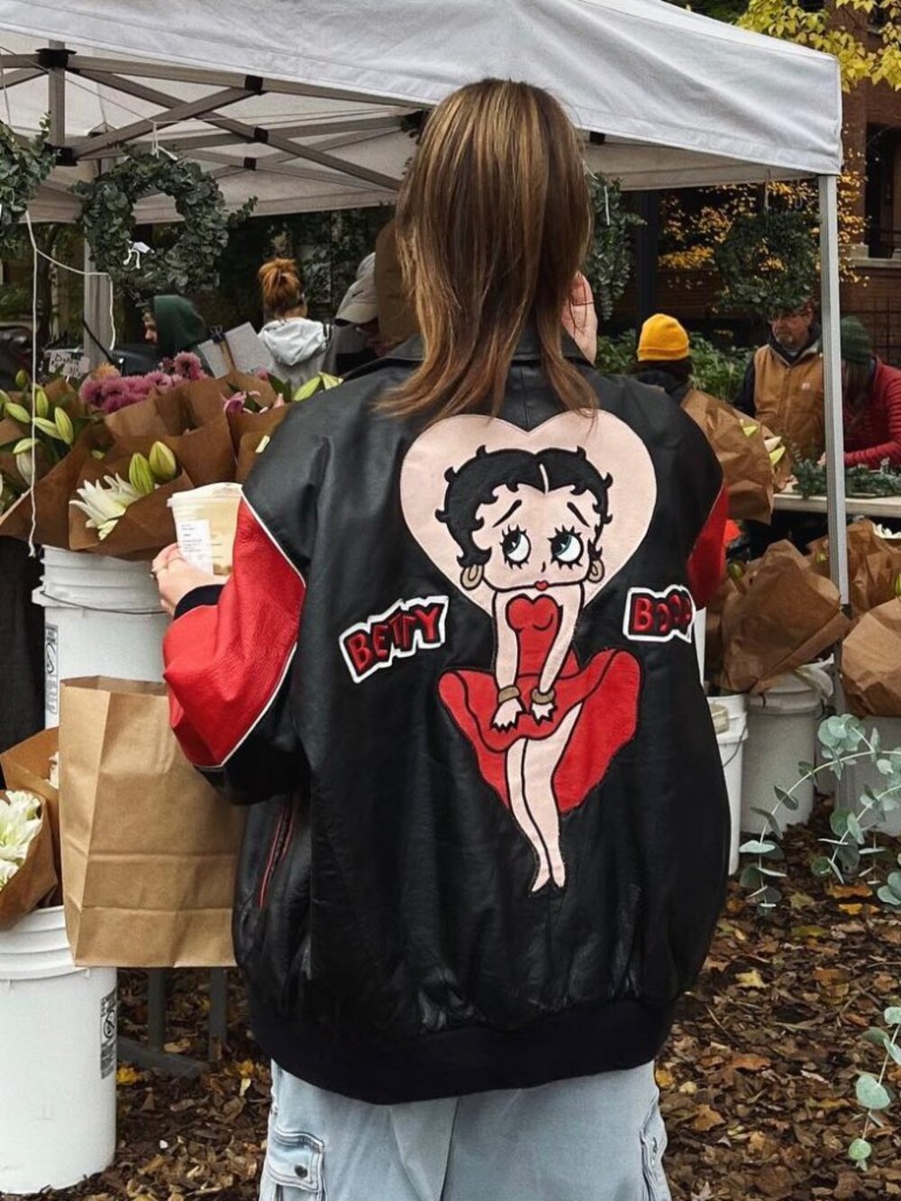 Rare Vintage Betty Boop American Toons Leather Jacket Size L - Picture 3 of 10